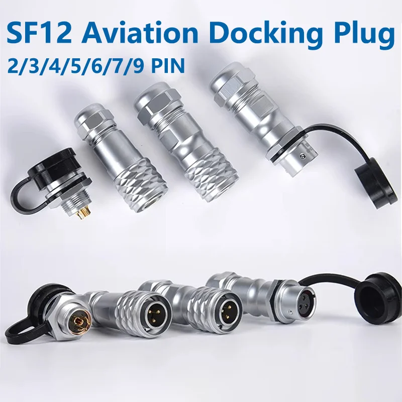 

SF12 2/3/4/5/6/7/9 Pin Aviation Plug Docking Type Waterproof Male&Female Copper Core Circular Connector