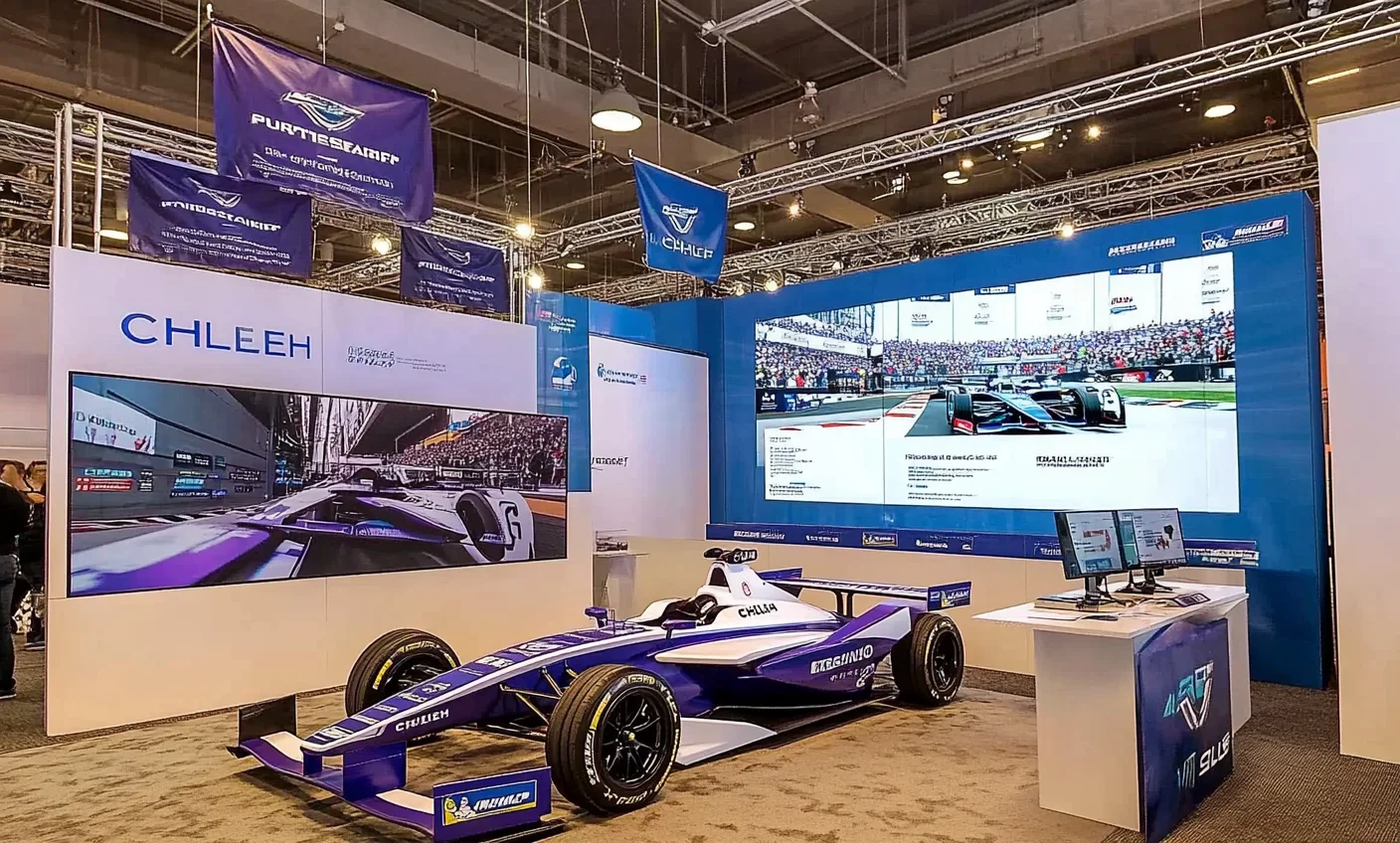 20x20 Modular Trade Show Booth SEG Backlit Expo Exhibition Stand with LED Display for Car Racing