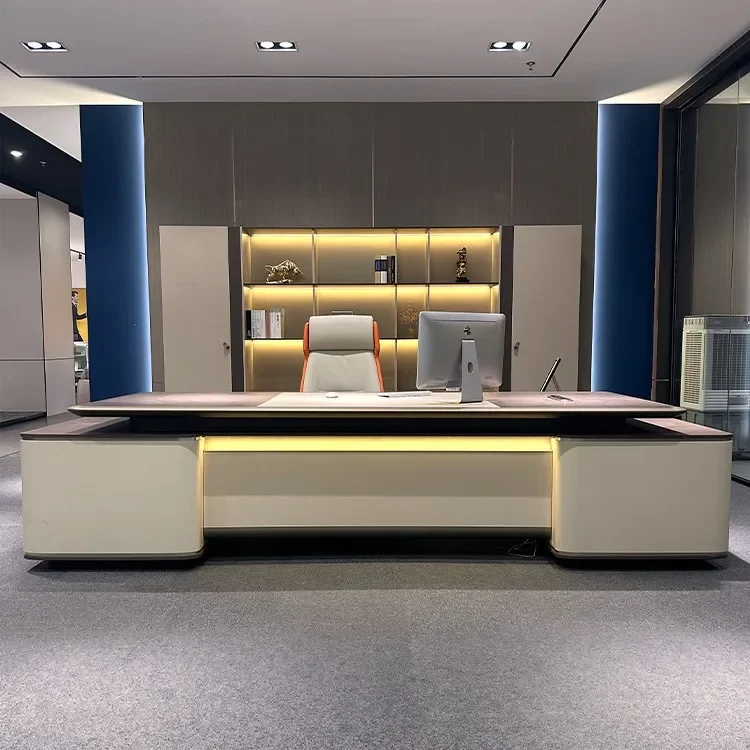 High end luxury presidential table, boss table, fashionable and modern with light fingerprint lock