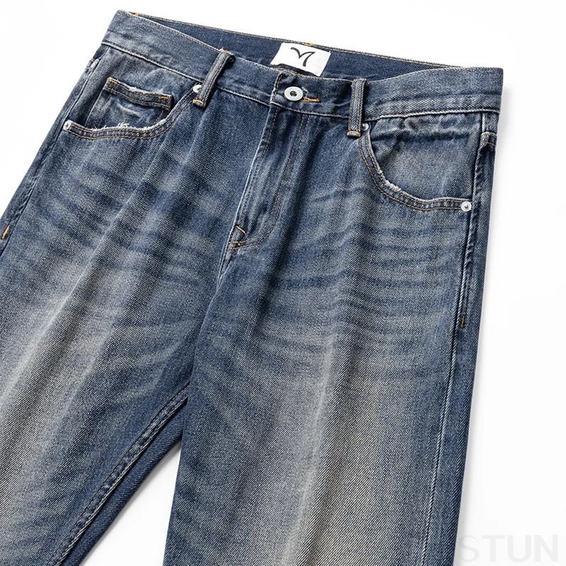 Hip Hop Jeans Männer zerrissen Jeans Männer Hosen Retro blau Distressed Straight Regular Fit Hohl löcher ausgefranste männliche Jeans hose 2024