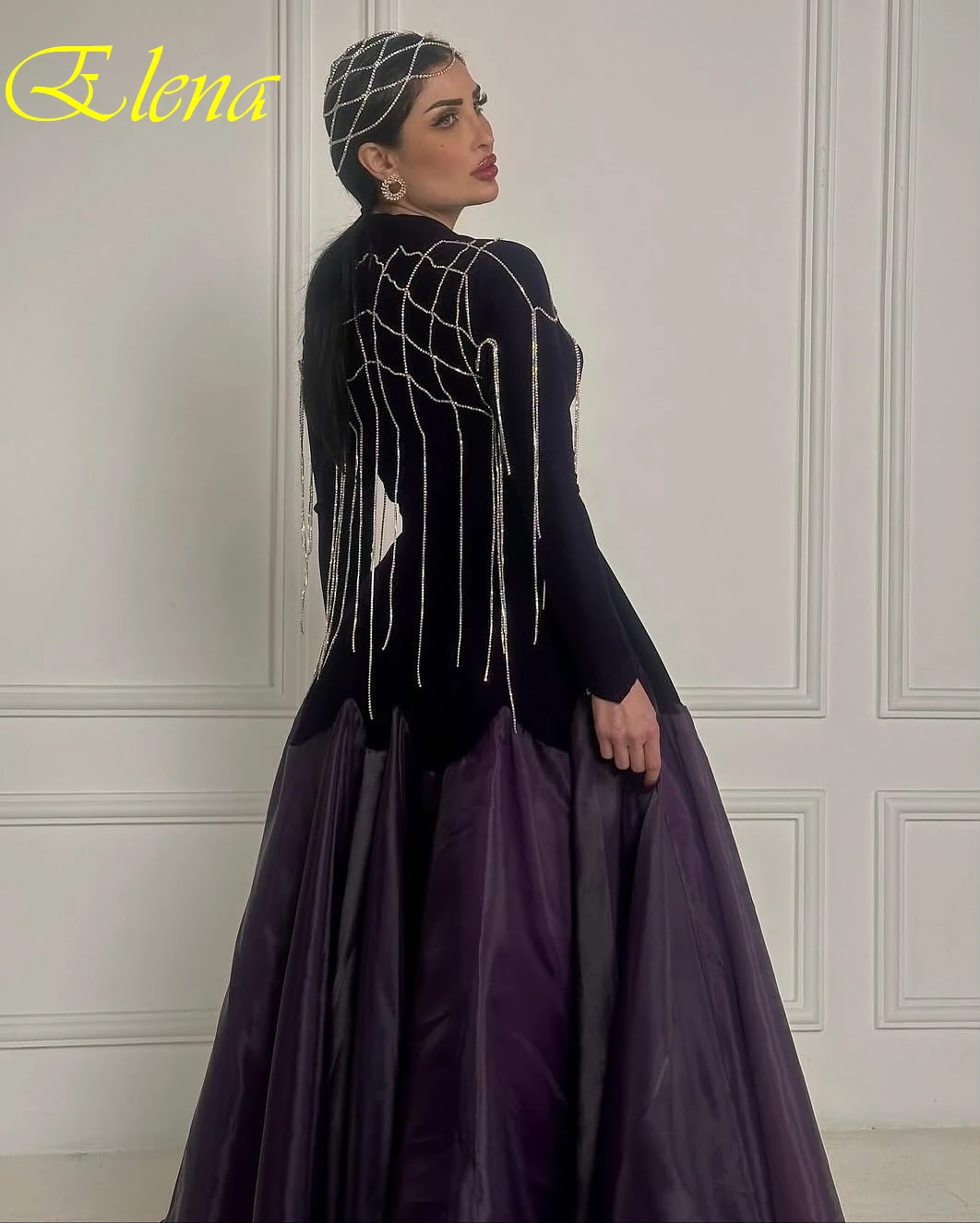 맞춤형 A라인 브이넥 긴 소매 우아한 이브닝 드레스 정장 고급 맞춤형 행사 드레스 패션 프로무 드레스