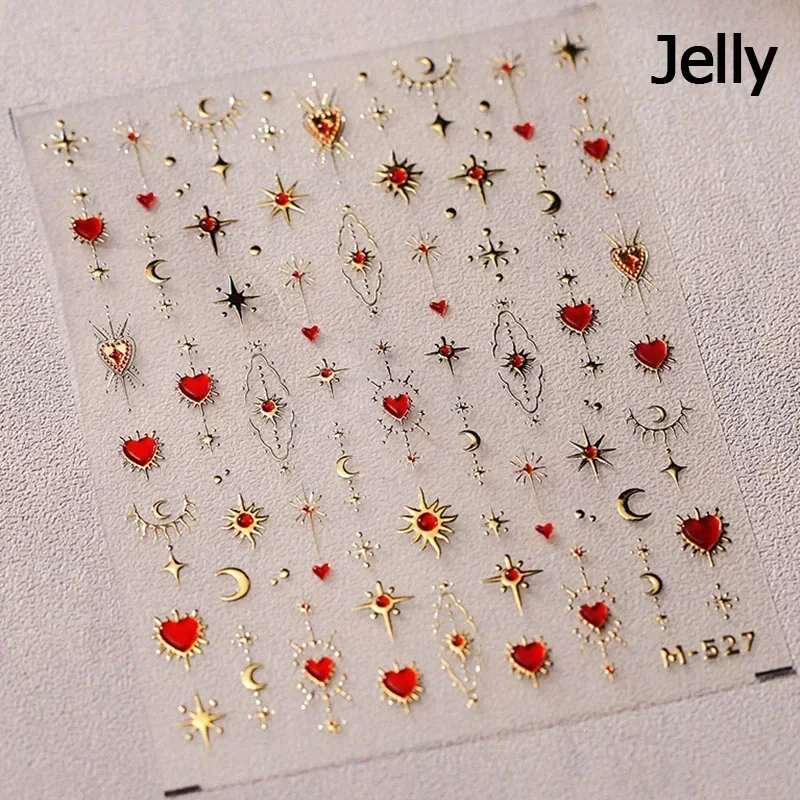 Colorful 5D Love Heart Shaped Gemstone Diamond Nail Art Stickers French Style Rhinestone Adhesive Delicate Chic Manicure Decals