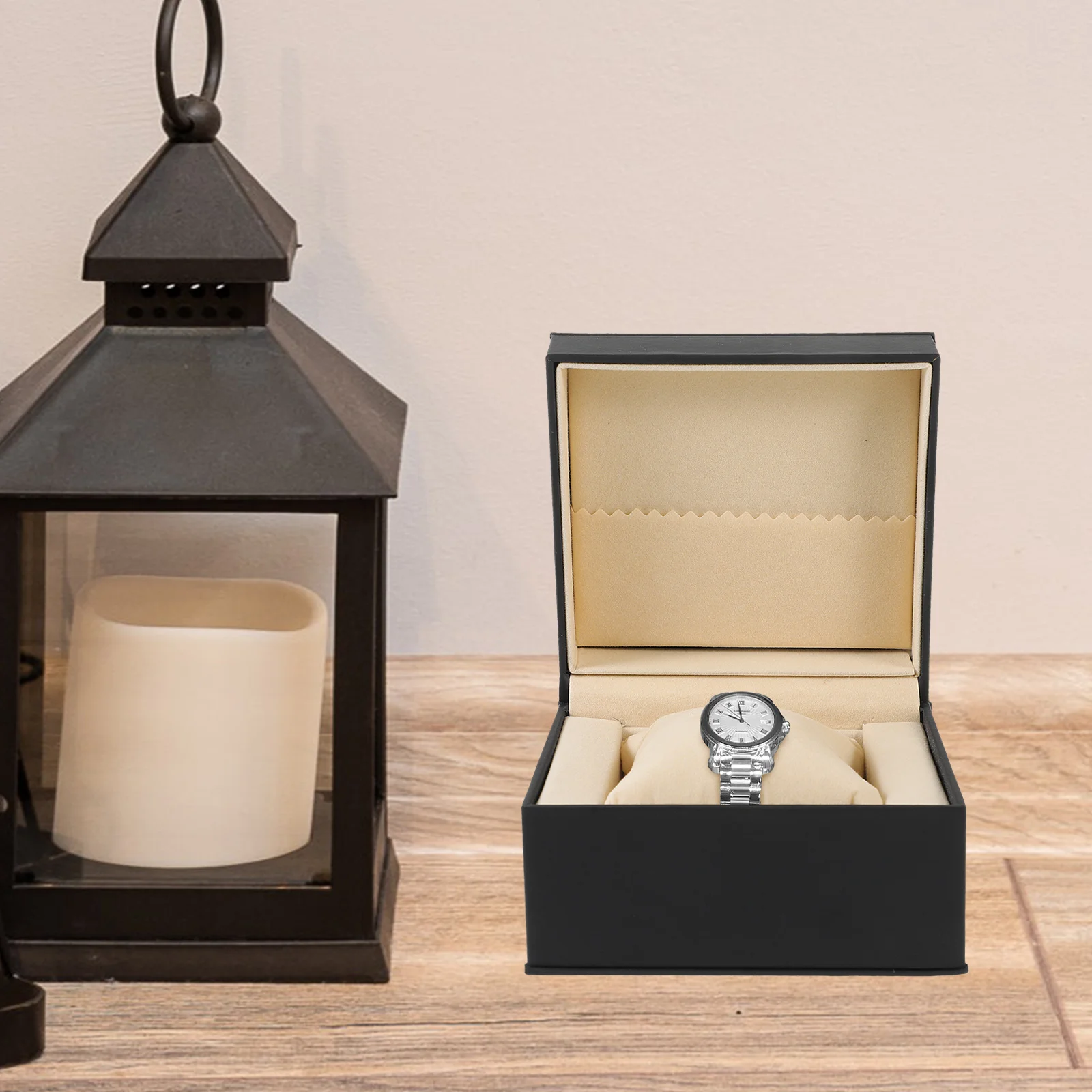 

1 шт., одинарный чехол для хранения ювелирных изделий из искусственной кожи для мужчин и женщин, витрина для мужчин, коробка для часов, чехол для хранения часов, коробка-органайзер