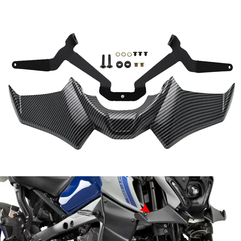 For YAMAHA MT07 Motorcycle Sport Downforce Naked Front Spoilers Aerodynamic Wing Deflector MT-07 SP MT 07 2021 2022 2023 2024