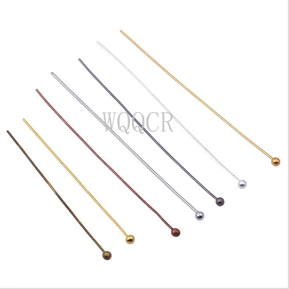 100pcs/lot 16 20 25 30 40 45 50mm Silver Color Metal Ball Head Pins for Diy Jewelry Making Head Pins Findings Dia 0.5mm Supplies