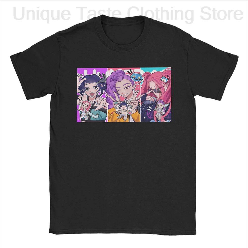 

KPop Demon Hunters T Shirt HUNTR/X Rumi Mira Zoey Cartoon Print T-shirt Women Men Summer Cotton Short Sleeve Tee Tops Fans Gift