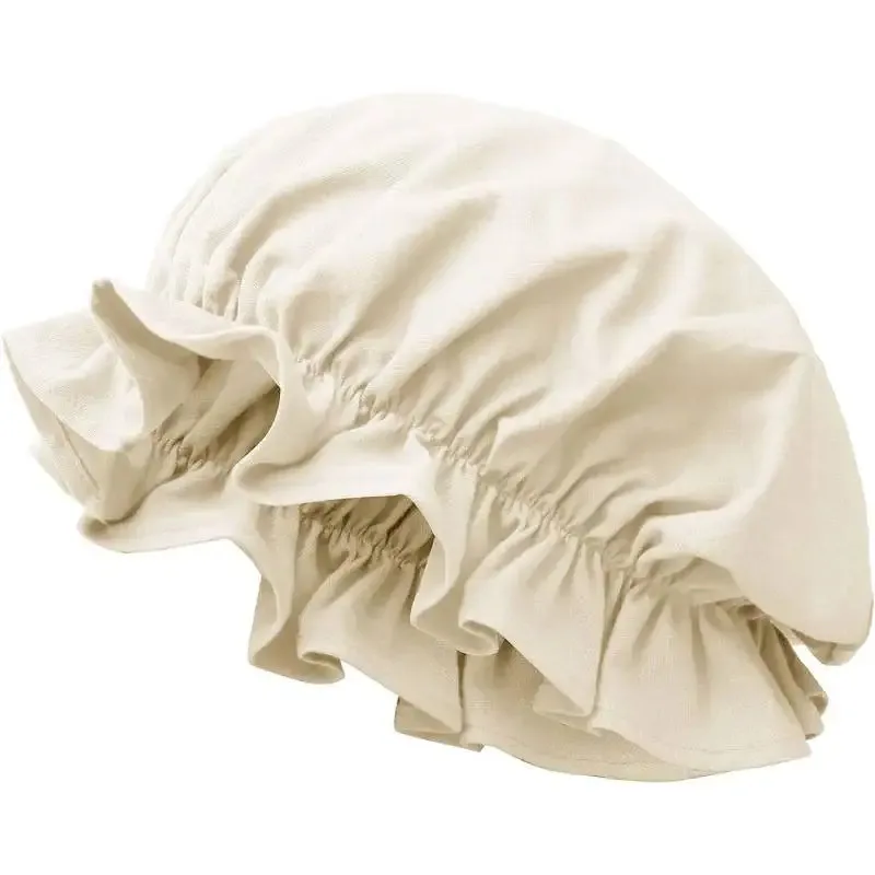 

YI01 DAZCOS Средневековый льняной капот с рюшами и эластичным историческим головным убором со складками Традиционная шляпа Ренессансный капюшон Jk8 *@