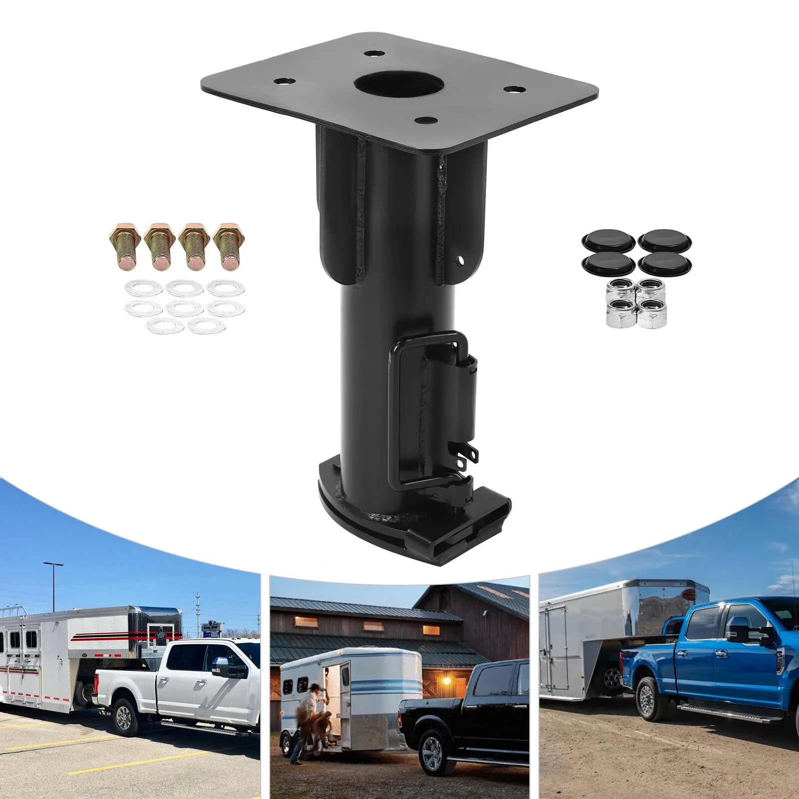17" Adjustable Fifth (5th) Wheel For Camper RV Adapter Hitch to Gooseneck