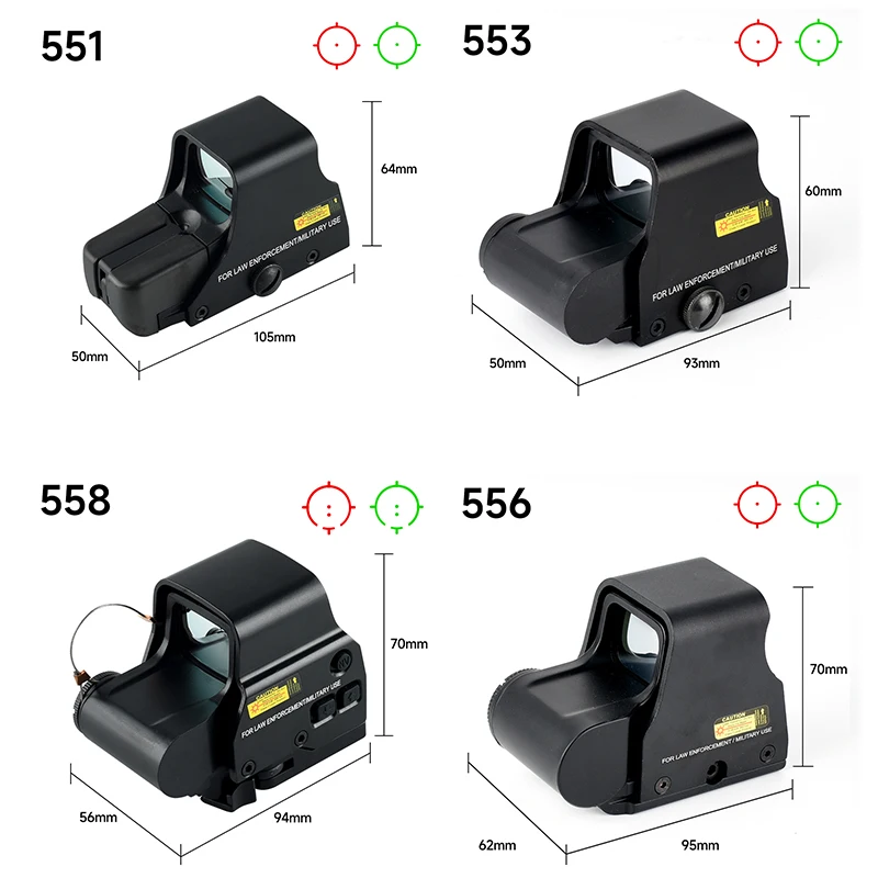 Imagem -06 - Riflescopes Holográficos com Montagem Dobrável Acessório Tático Brilho Ajustável Ponto Vermelho e Verde Óptica hd 3x 553 558