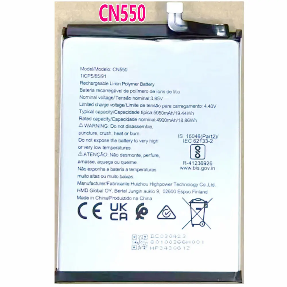 

3.85V 5050mAh New CN550 Original Replacement Battery For for Nokia C31 Mobile Phone