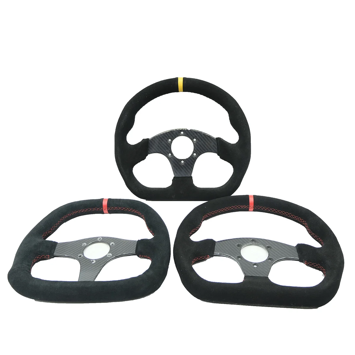 13inch 330mm Type D Steering Wheel Suede+ Carbon Fiber Steering Wheel Flat Game Steering Wheel Blue Yellow Ring