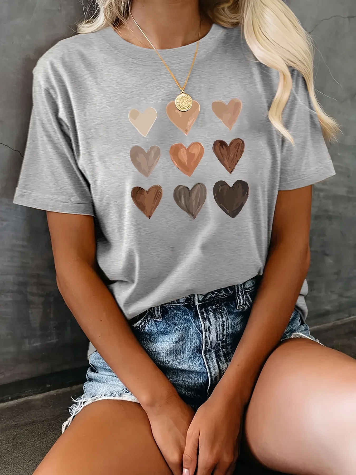 المرأة الوردي تي شيرت الباستيل كل يوم حفلة علوية Harajuku قصيرة الأكمام تي شيرت غير رسمي الملابس الشارع بلايز تيز الملابس الجمالية #1