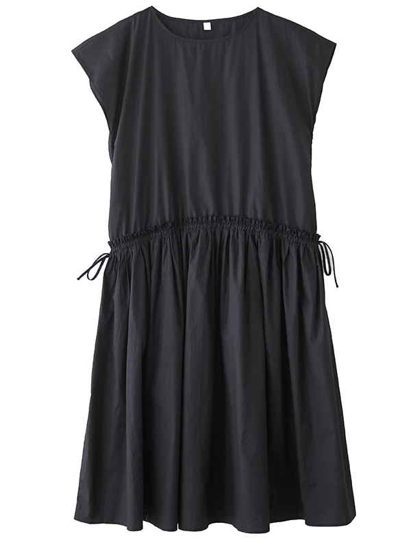 ฤดูร้อน 2025 ผู้หญิงหลวม Fit Faionable Midi Dr ไม้ ain Ruffle และ Dstring Splice Ele Aosphere เสื้อกั๊ก Dr