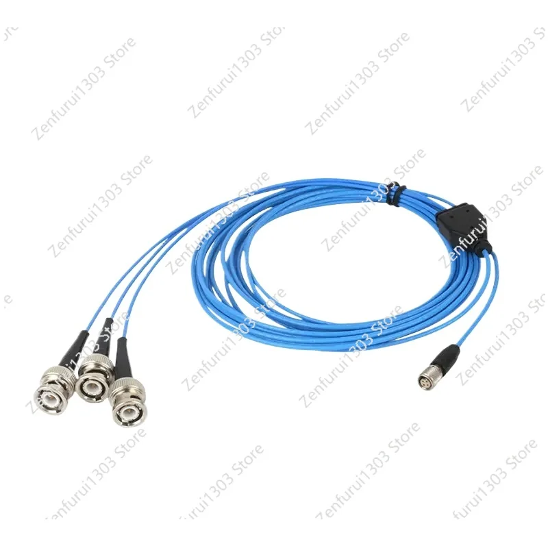 Special wiring harness for acceleration sensor, four core 1/4-28UNF to 3BNC PCB triaxial vibration meter 034G20