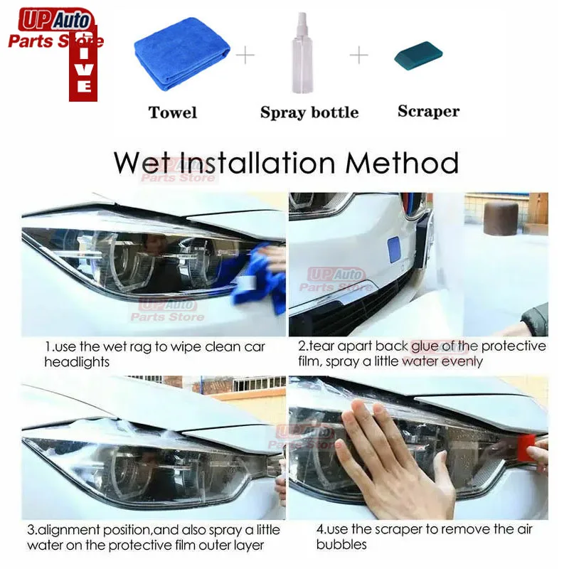 2 قطعة سيارة العلوي طبقة رقيقة واقية كشافات استعادة شفافة سوداء ملصق من البولي يوريثان ل Volkswagen VW ID4 ID.4 X اكسسوارات #6