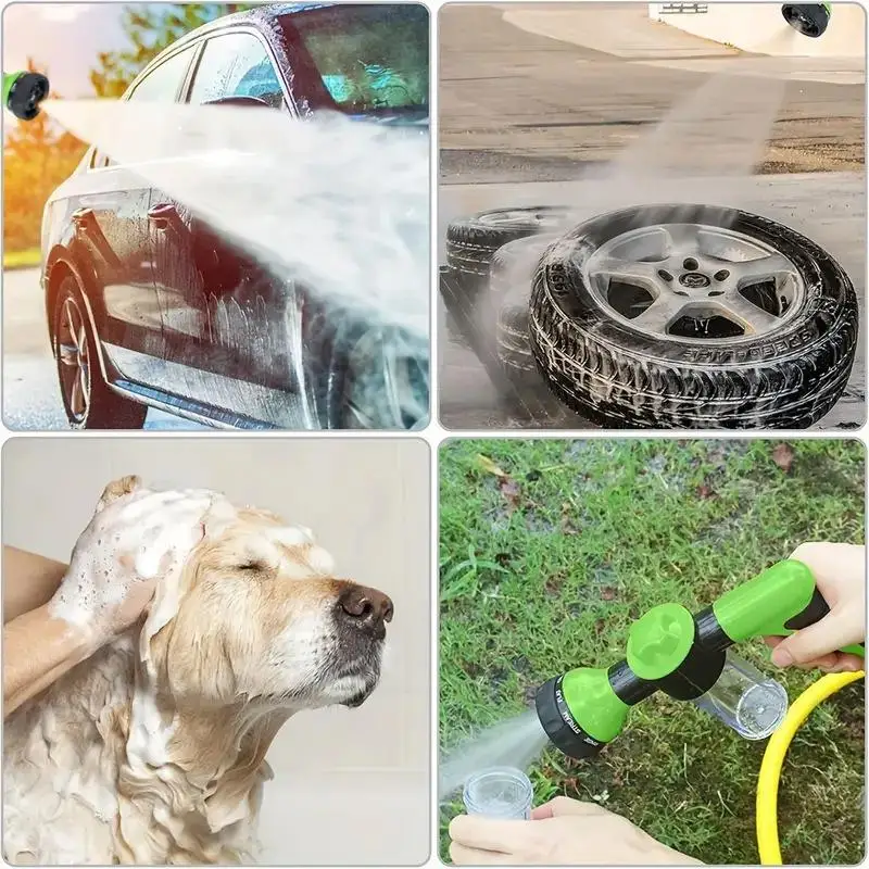 1 Set 8 In 1 High Pressure Foam Pet Shower Adjustable Hose Nozzle For Dog Cat Bath Garden Car Wash