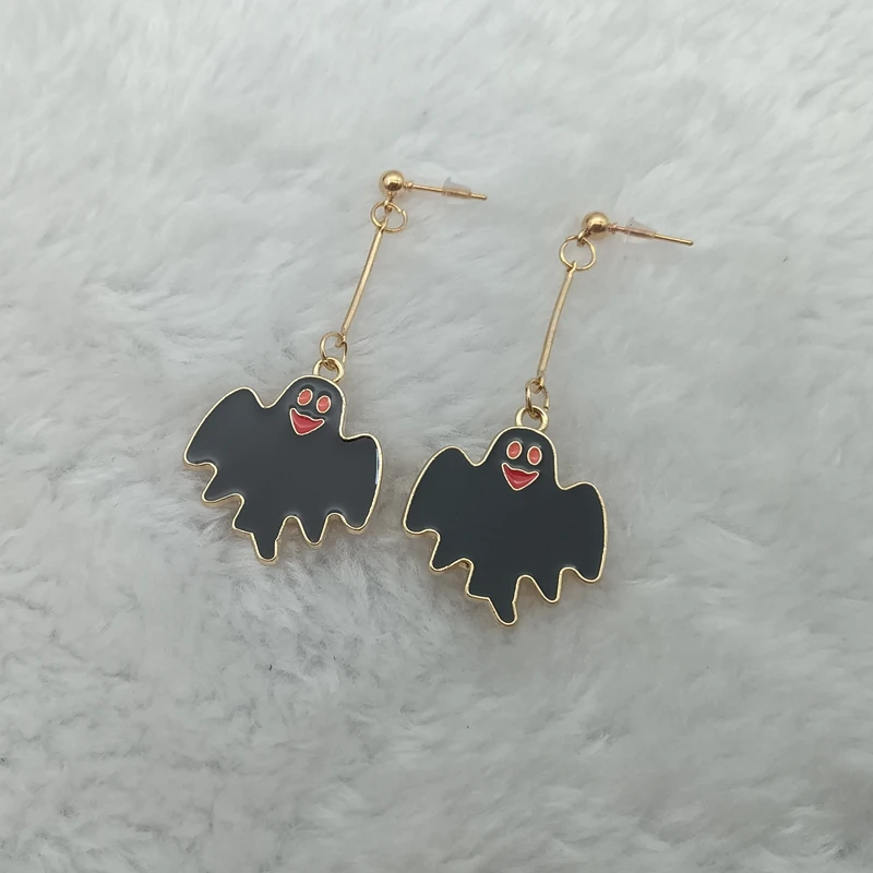 New cute ghost pendant earrings cat riding broom earrings Halloween elf earrings girls earrings Fashion fun jewelry gifts