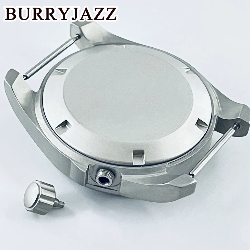Burryjazz-シルバーウォッチケース,防水,滅菌ステンレススチールケース,3.8クラウン,nh35 nh36,40mm