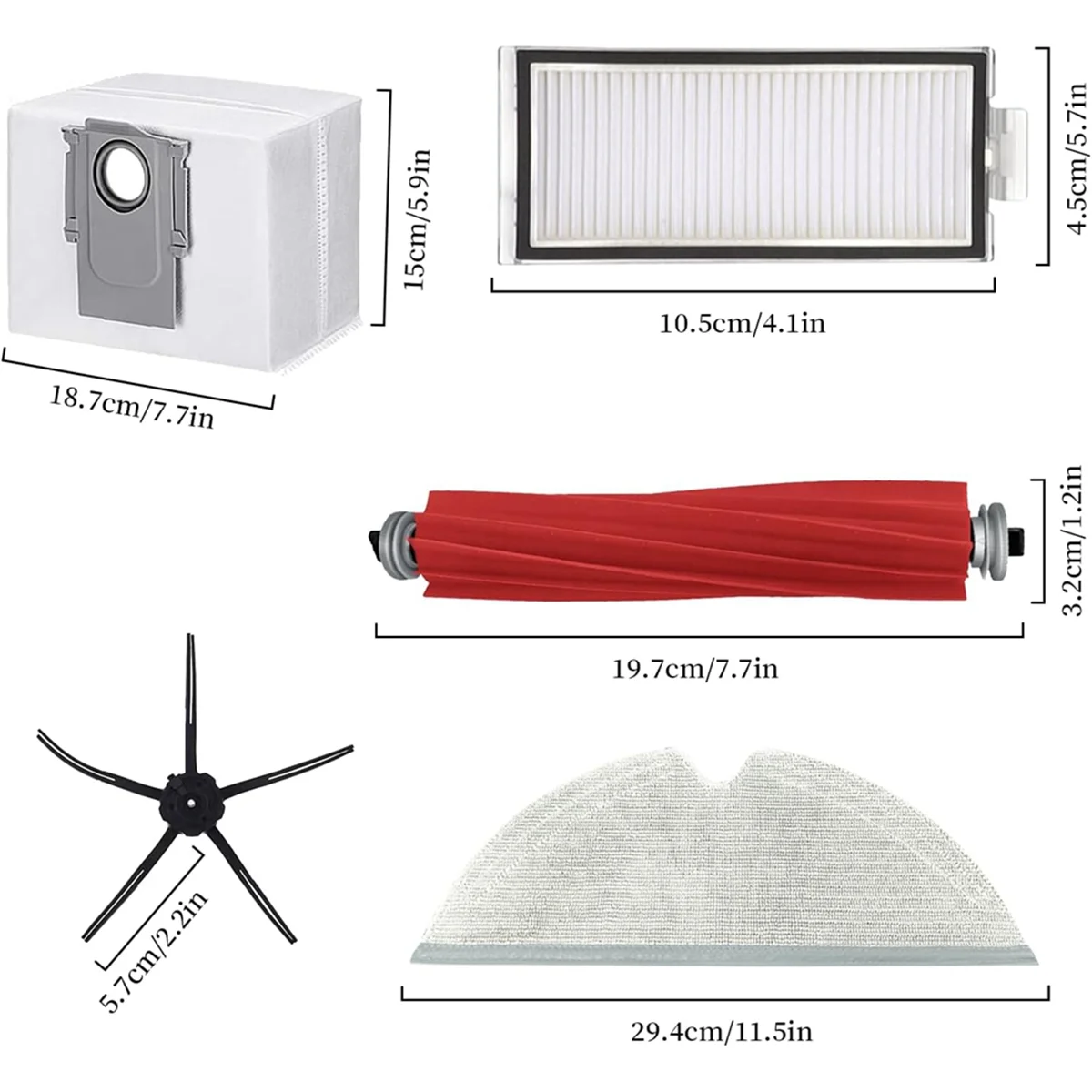 Accessoires de rechange pour aspirateur Xiaomi Roborock Q7 MAX/ Q7 MAX +, brosse latérale principale, filtre Hepa, vadrouille, sac à poussière