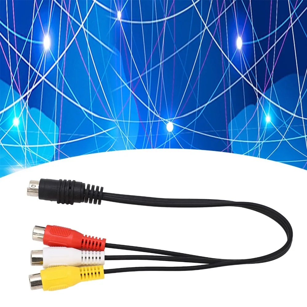 

Mini DIN Mini DIN 7 Pin to 3RCA Cable Flexible Red Yellow White 7 Pin Male to 3RCA Female Cord Plug and Play 1.0ft