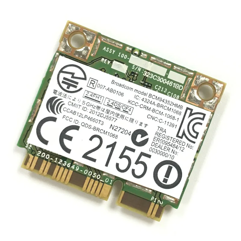 BCM94352HMB DW1550  BCM94352 802.11 / ac 867Mbps wifi semi-mini PCI-E wireless card with Bluetooth New