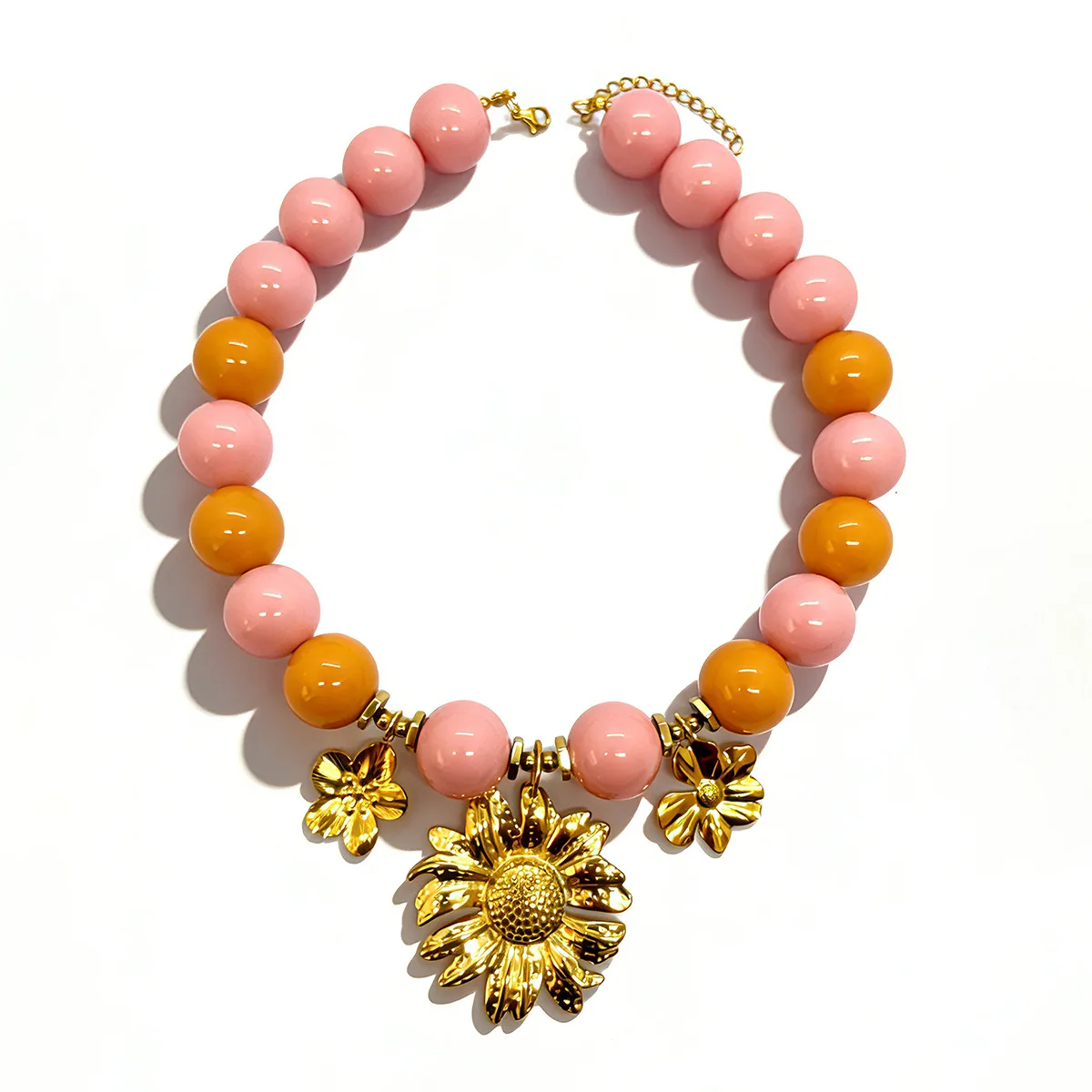 colar-choker-moderno-de-aco-inoxidavel-dourado-com-pingente-de-girassol-micangas-de-resina-coloridas-e-marcantes-joia-elegante-para-presente