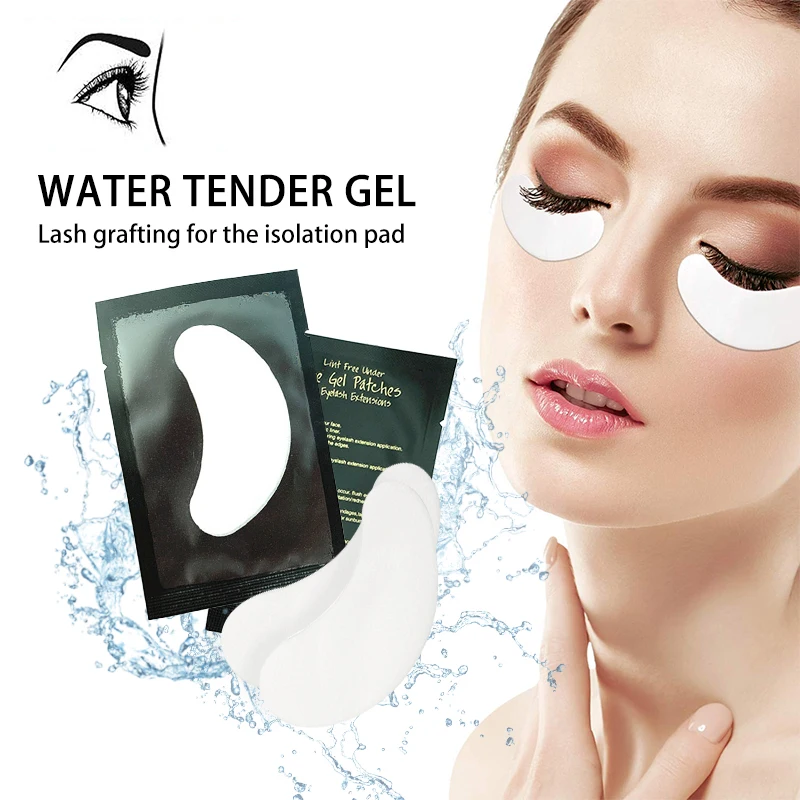100 pares de almofadas de gel para os olhos sem fiapos, remendos de papel hidratantes para os olhos, extensão de cílios enxertados, pontas dos olhos, adesivo, ferramenta de maquiagem