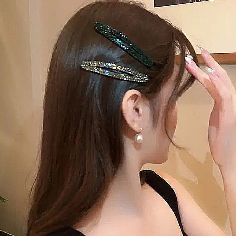 超光沢のあるラインストーンエンドウ豆型ヘアピンヘアアクセサリー女性用