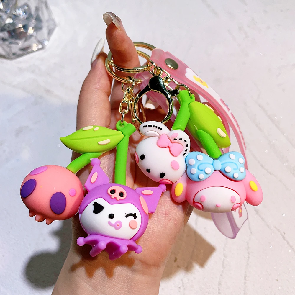 Sanrio Anime Action Figure Keychain Bag Pendant Hello Kitty Melody Kuromi Cinnamoroll Doll Pendant Couple Car Key Chain Kid Gift