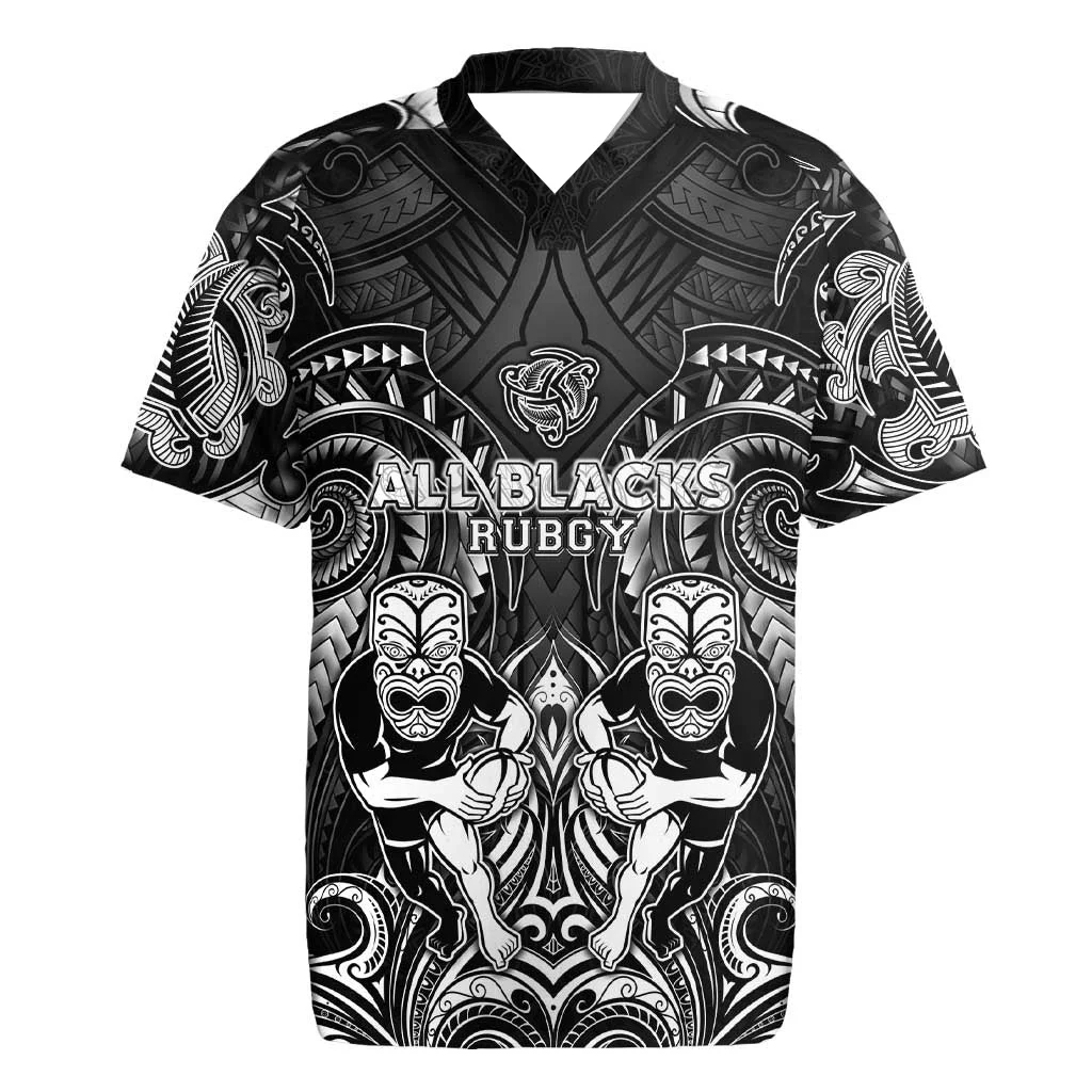 2026-27 New Rugby Shirt Men's Black and White Maori Tribe 3D Printed Short Sleeve Family Clothing T-shirt Quick Drying Casual