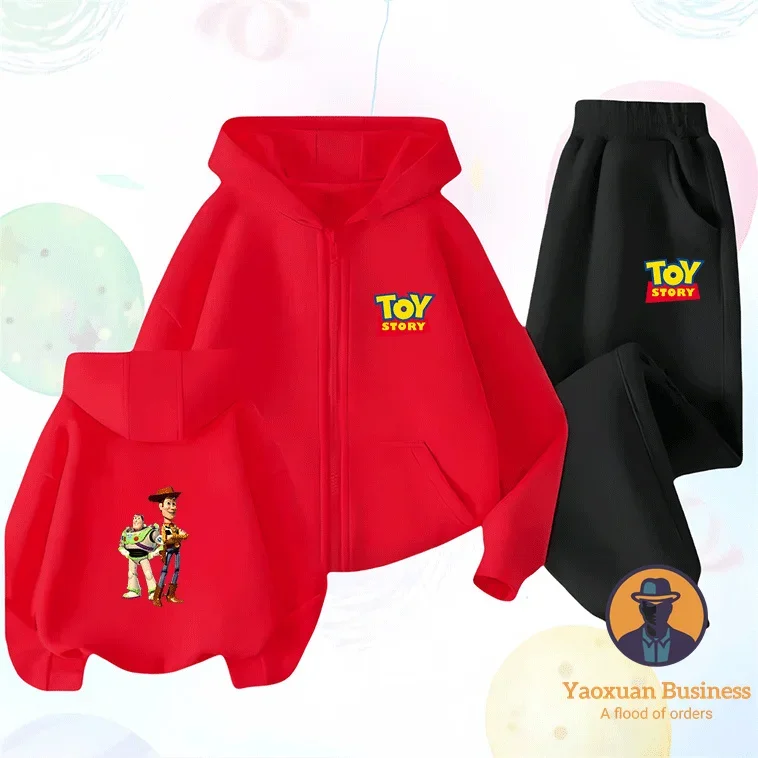 

Modern Toy Story Children Boys Girls Zip Up Hoodie Set Cute Printed Cartoon Warm Windproof Autumn Winter Fashion