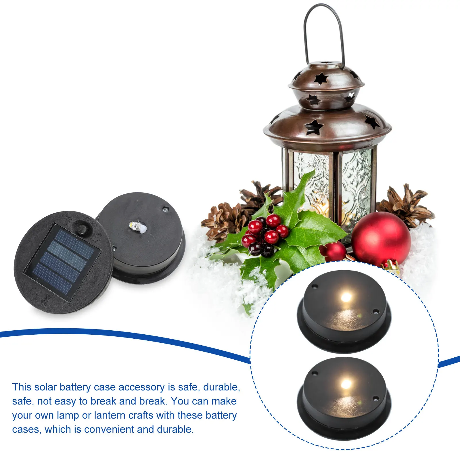 2Pcs Solar Battery Holder High-Class Material Safe Skin-Friendly Edges DIY Light Craft Battery Container Lantern Lamp Accessory