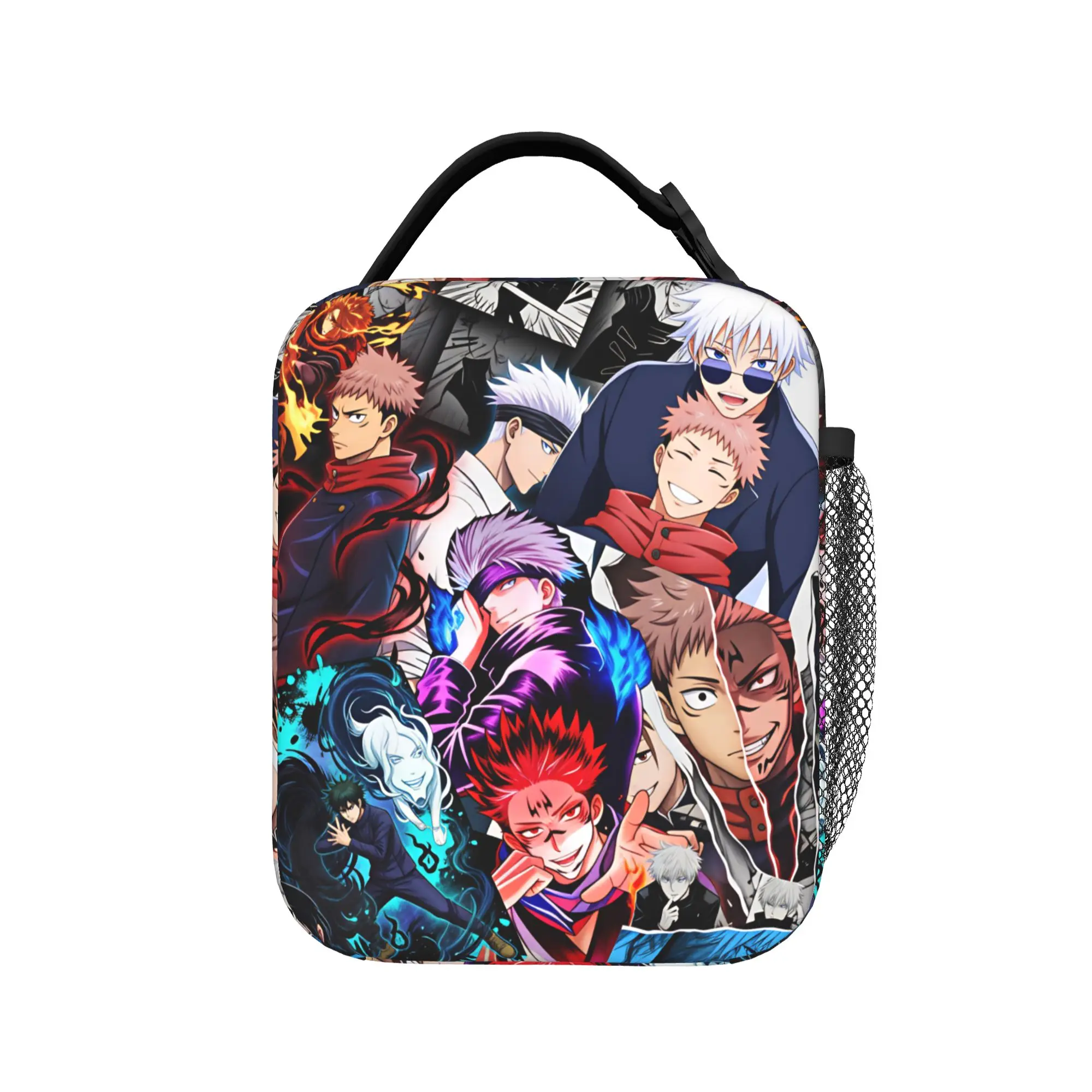 Satoru Gojo Comic Animation Lunch Bag  Kawaii Lunch Box For Child Travel Portable Cooler Bag Waterproof Graphic Tote Food Bags