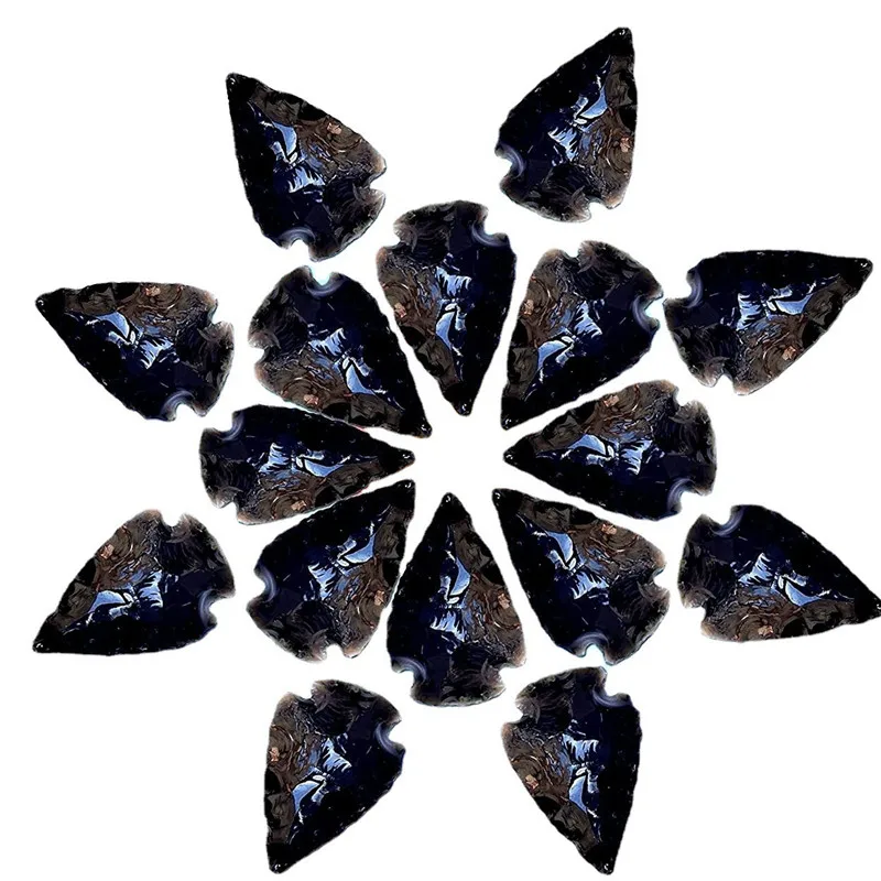 10pc Natural Obsidian Arrow Shape Gemstone Reiki Healing Black  Handmade Production Arrow Stone Crystal Crafts Lucky Charm