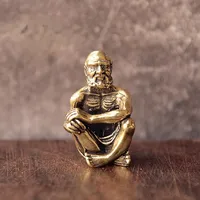 Antique Brass Dharma Sratue Buddha Copper Figurines Mininatures Buddhism Founder Vintage Solid Bronze Ornament Craft Desk Decors