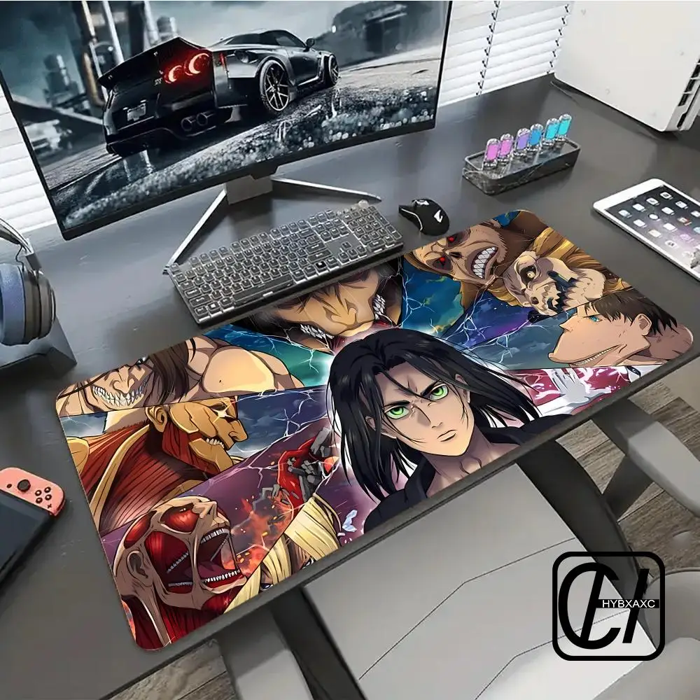 

HD Printing Attack on Titan Anime Desk Mat Large Lock Edge Mouse Pad Computer Mousepad Gaming Laptop Keyboard Mouse Mats Rug
