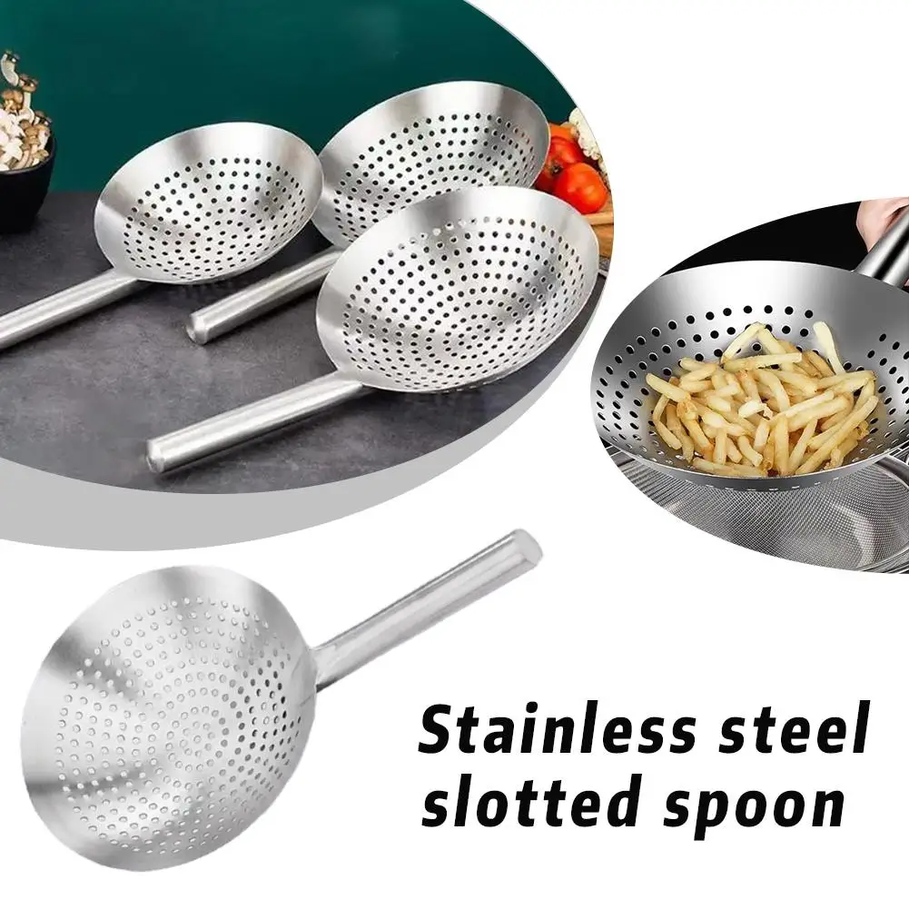 Spoon With Hook Stainless Steel Spoons Large Skimmer Suite Soup Cooking Metal Home Slotted Pasta Spoon Strainer Scoop Ladle Q9x0