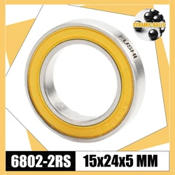 Łożysko ze stali nierdzewnej 6802-2RS 15*24*5mm (1 szt.) ABEC-3 6802 RS piasta rowerowa przednie tylne piasty koła 15 24 5 kule ceramiczne łożyska
