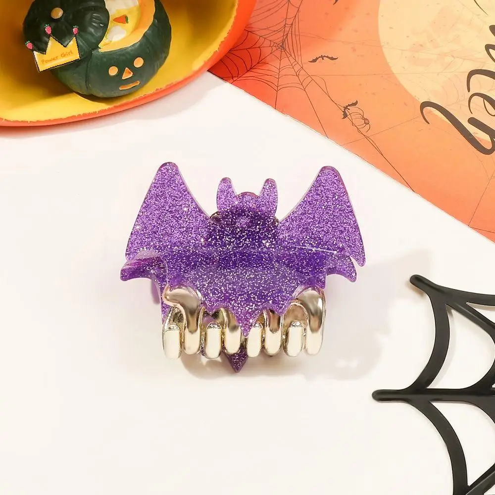 

Подарок Y2K на Хэллоуин, коготь для волос летучей мыши, головной убор из сплава, блестящий акриловый зажим в виде акулы, ослепительные цвета, косплей, крылья летучей мыши, коготь для волос для девочек