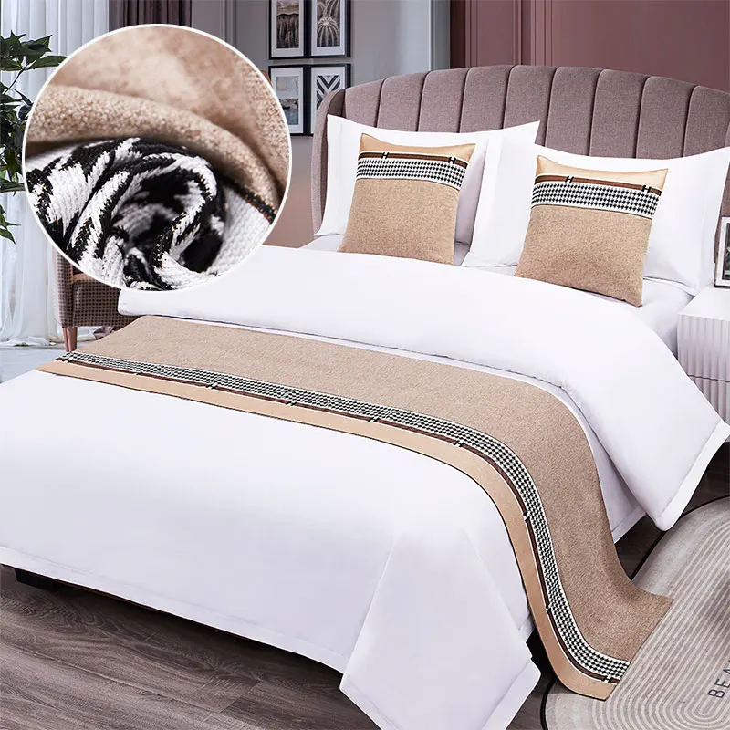 Cotton Bed Runner Scarf Bed Tail Towel Home Hotel Bedroom Bedding Decor Bedding Single Queen King Bed Cover Towel