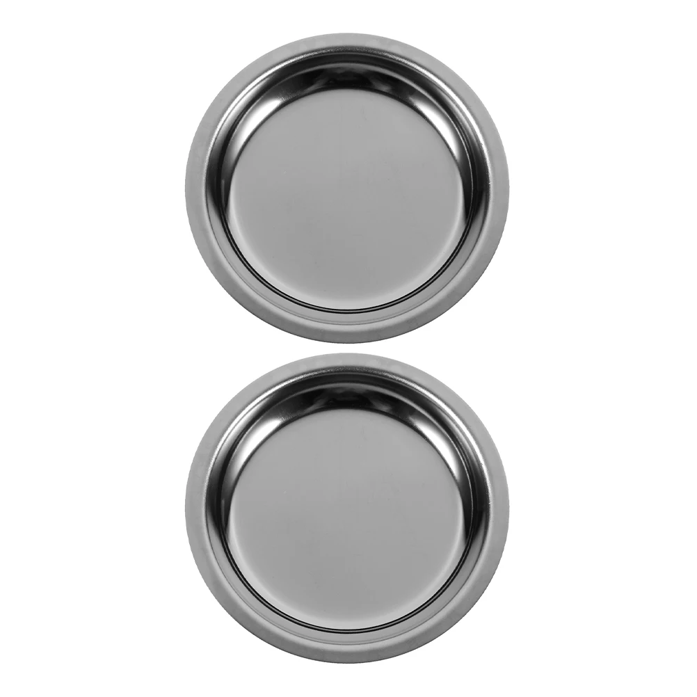 

2 Pcs Stainless Steel Tea Bag Dish Round Coaster Seasoning Tray Storage Box Sauce Metal