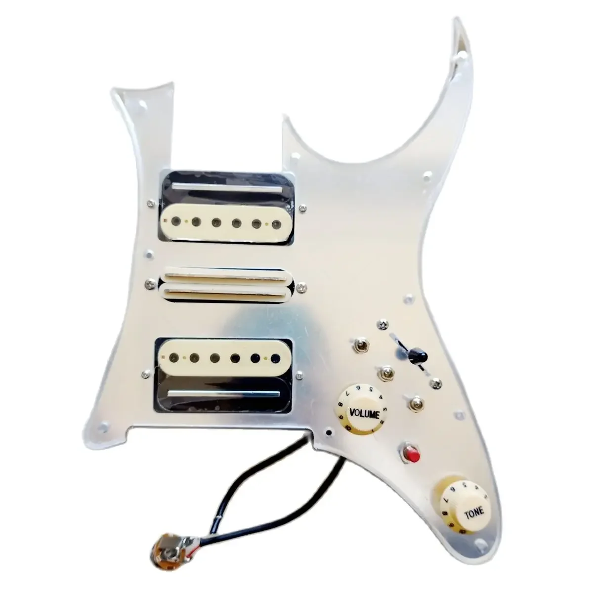 Prewired RG HSH Silver Mirror Pickguard Zebra Humbucker Pickup and Dual Rail High Output Yellow Mini Humbucker Pickups