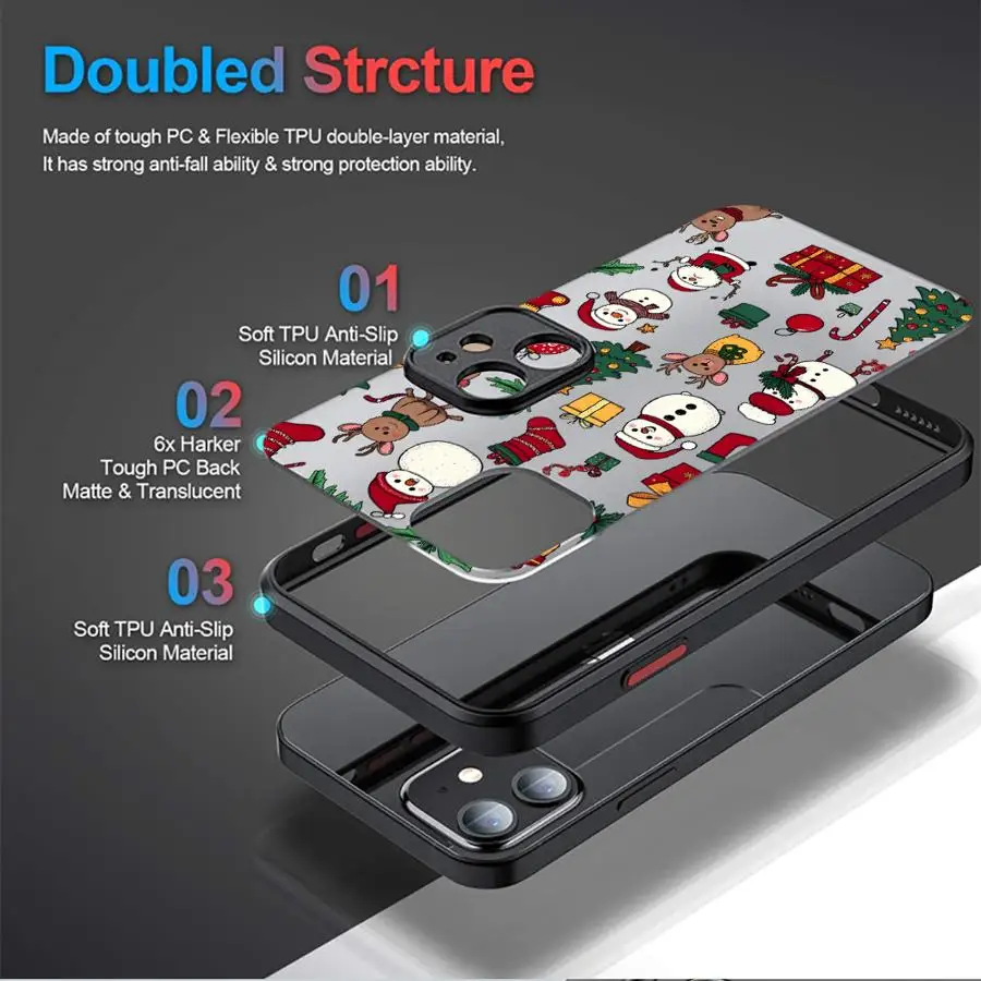 الكرتون عيد الميلاد الغزلان عودة غطاء الهاتف الحال بالنسبة آيفون 13 Mini 14 16e 15 Plus 12 11 17 Air XS 17 16 Pro Max #5