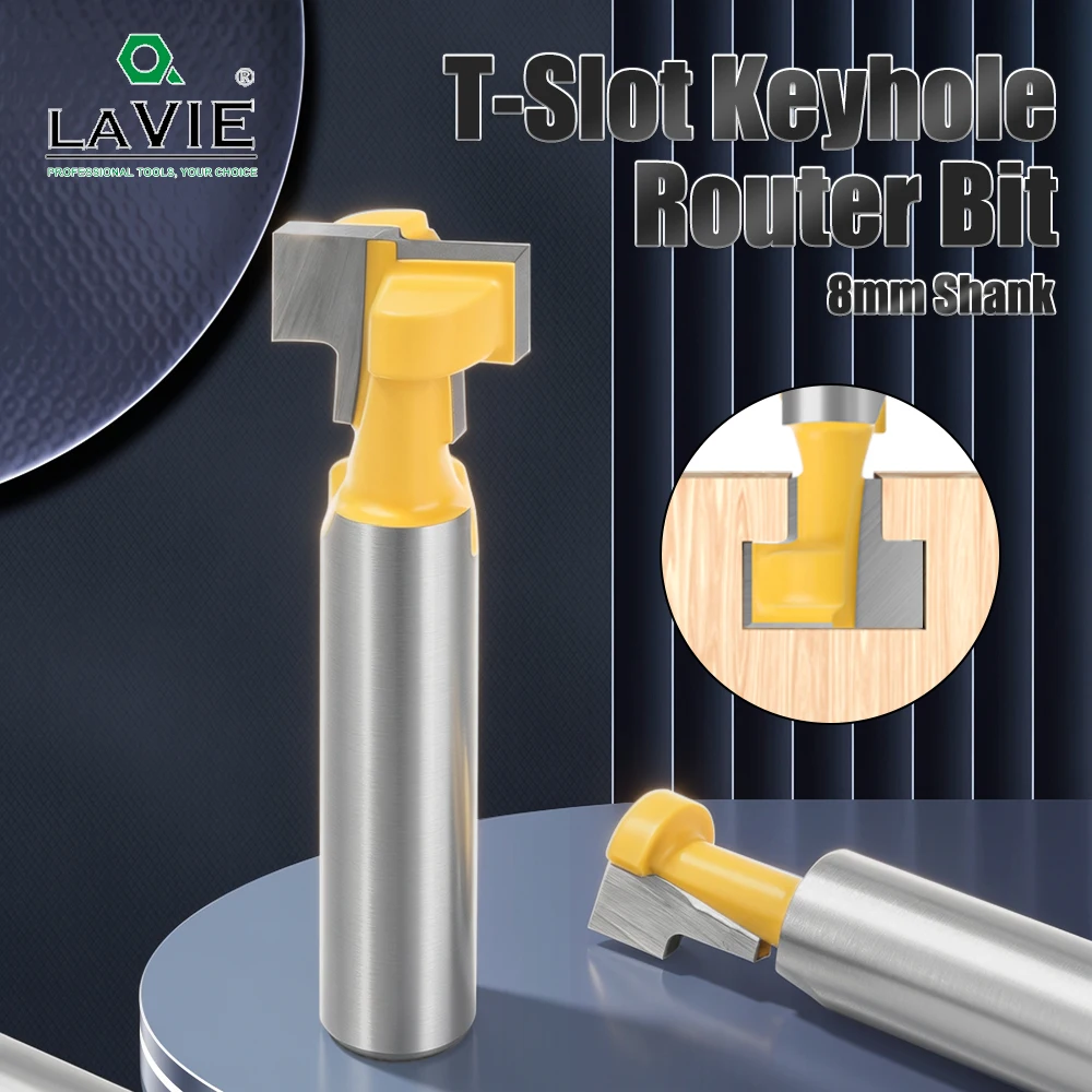 LAVIE 8mm Shank Keyhole Router Bit Set 1/2 3/8 5/16 Inch For Woodworking Hanging Picture Frame C08142