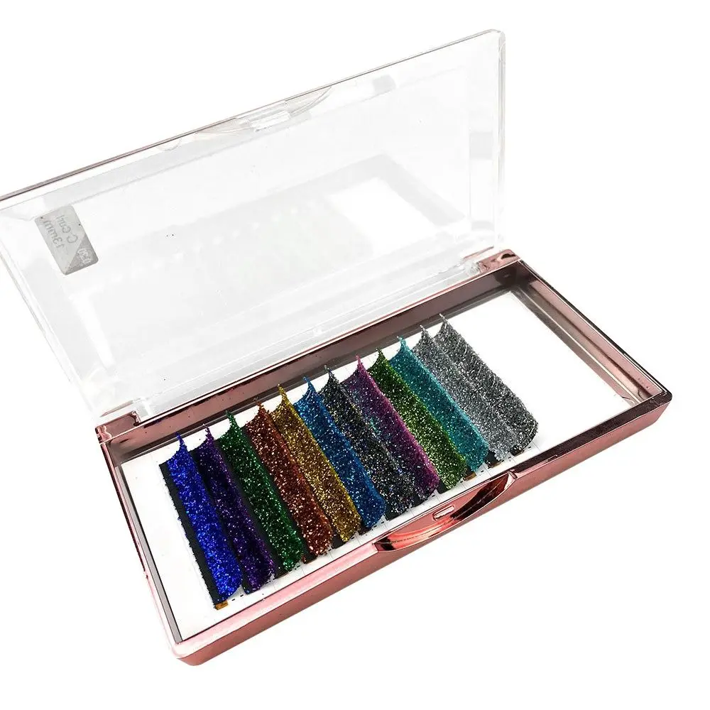 Pestañas individuales de Color, pestañas de hadas, pestañas naturales rizadas y brillantes, pestañas postizas con brillo, extensiones de pestañas postizas