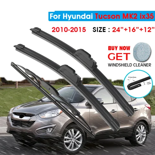Imagen 1 del producto Juego de limpiaparabrisas delantero y trasero de coche para Hyundai Tucson MK2 ix35 2010 2011 2012 2013 2014 2015 ventana trasera delantera 24 ""+ 16"" + 12""