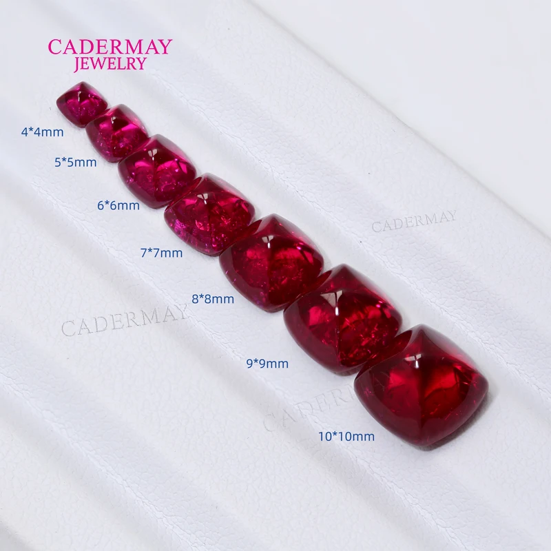 Certified Pigeon Blood Synthetic Ruby Sugar Tower Sugar-Loaf Shape Lab Grown Ruby Gemstones With Inclusions Making Jewelry