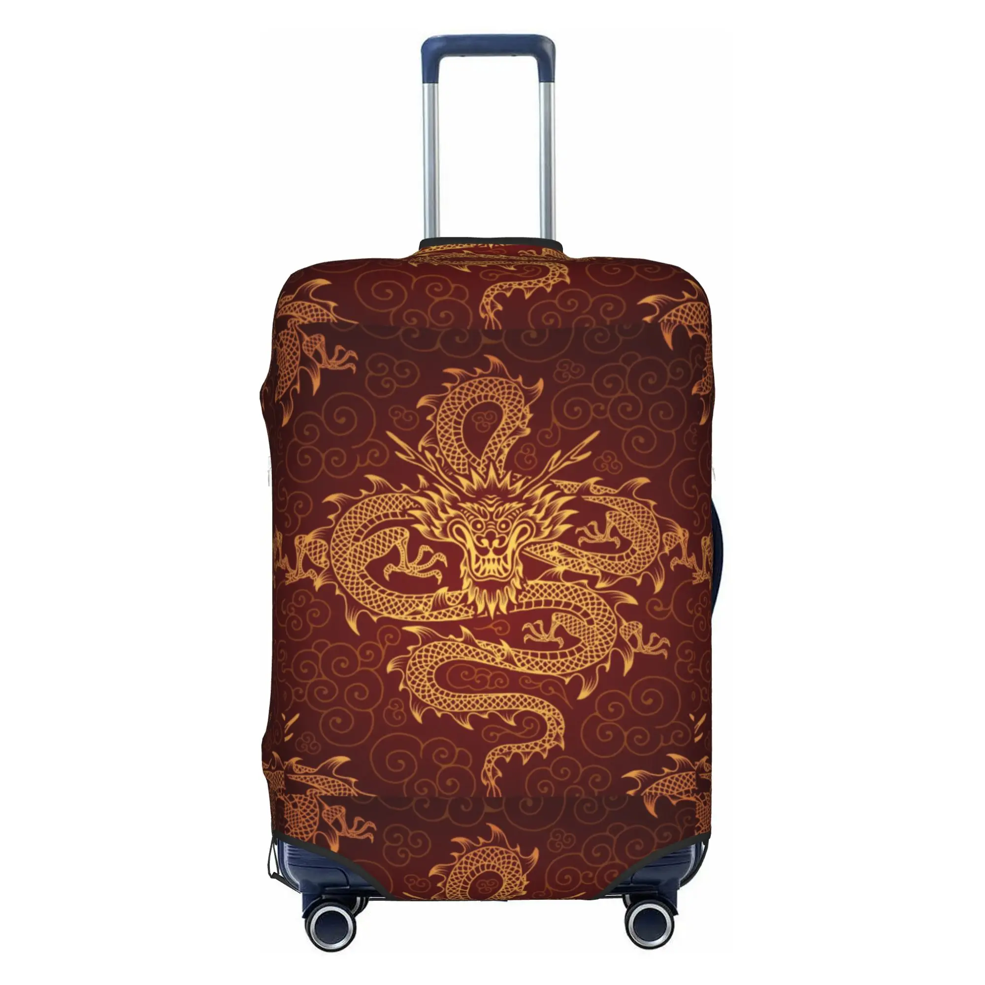 Cute Dragon Totem Asian Style Luggage Cover Protector Washable Chinese Oriental Mythical Travel Suitcase Covers