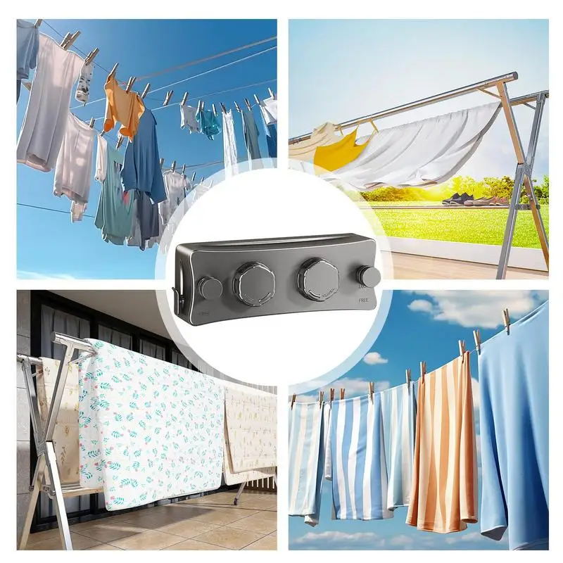 Retractable Clothesline Indoors Telescopic Clothesline Heavy Duty Laundry Rope Anti-Slip Invisible Wire Drying Rack Space-Saving