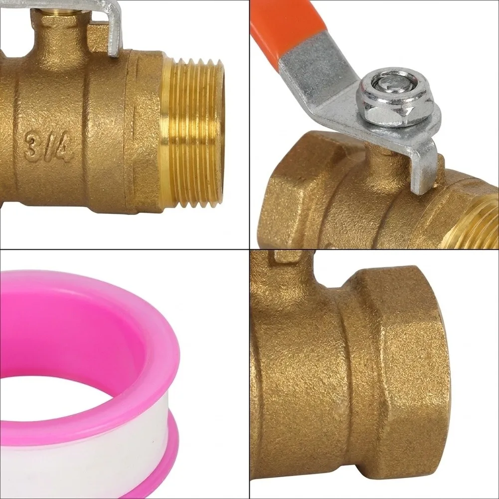 Brass Ball Valve Set 2PCS G1/2 inch G3/4 inch for Water Flow Management in Residential Commercial and Outdoor Use